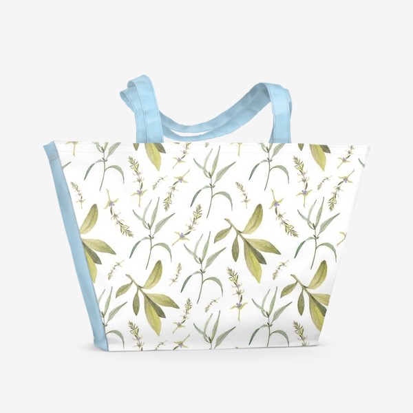 Пляжная сумка «Листья на белом фоне»