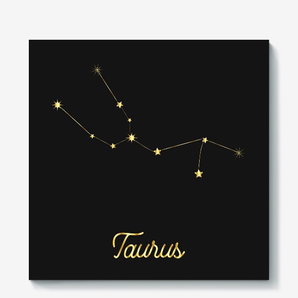 Холст &laquo;Созвездие Телец, золотые звезды на темном небе&raquo;
