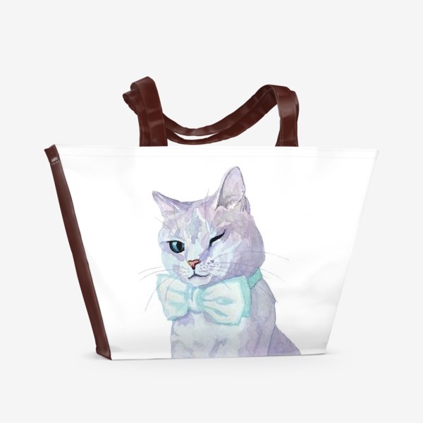 Пляжная сумка &laquo;Лиловый кот хипстер&raquo;