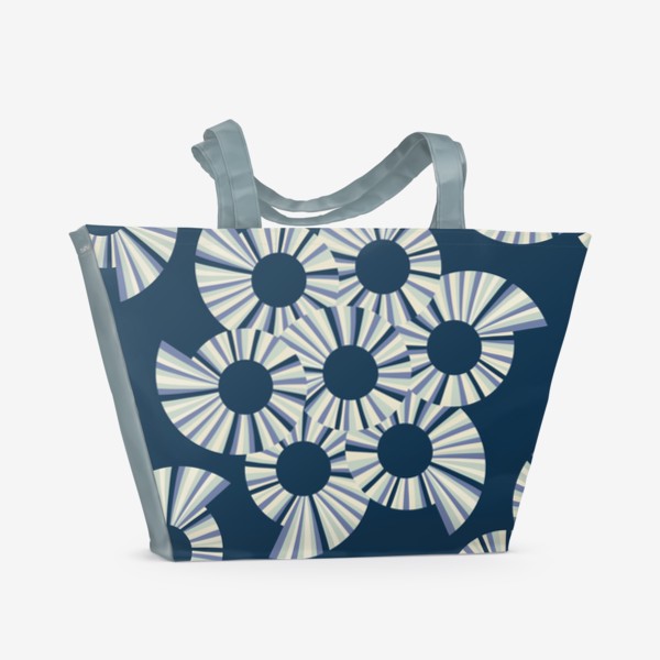 Пляжная сумка «Абстрактные круги на темно синем фоне»