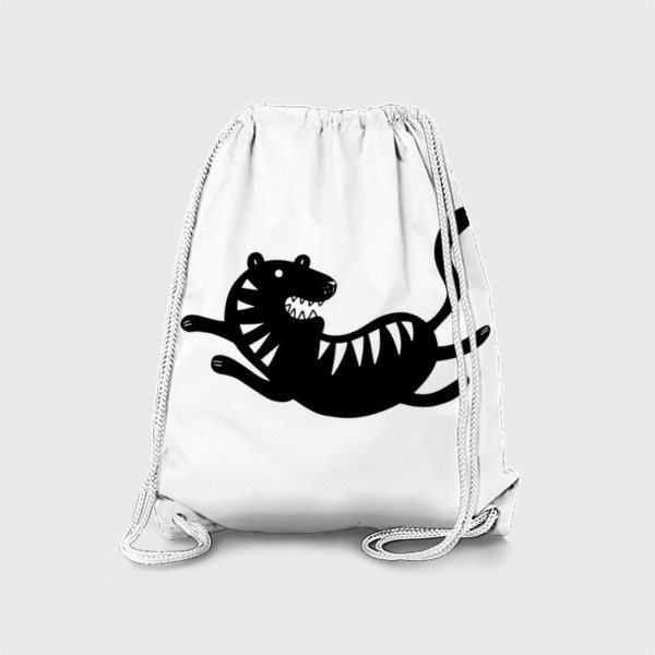 Рюкзак «Тигр. Новый год 2022. Амурский тигр. Минималистичный дизайн. Стильный черно-белый принт. Для мальчиков и мужчин. Полоски»