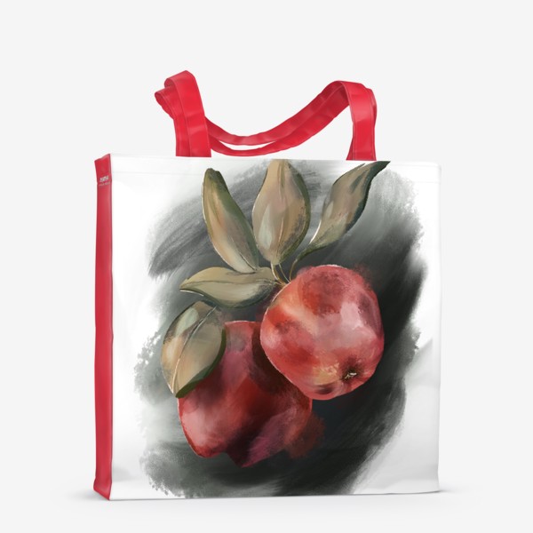 Сумка-шоппер «Осень. Красные яблоки имитация масла, гуашь»