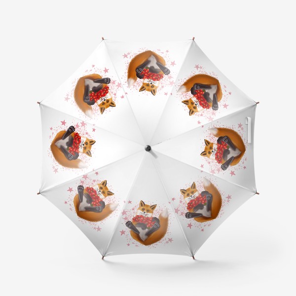Зонт «Балдеющий лис с букетом маков»