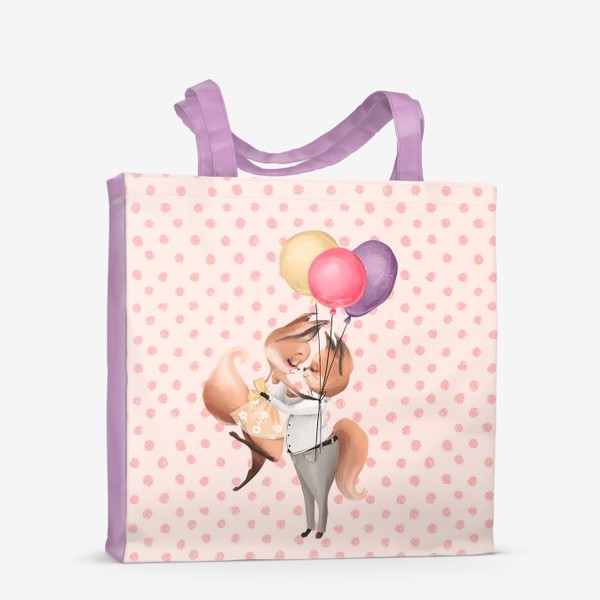 Сумка-шоппер «Любовь, лисички с шариками»