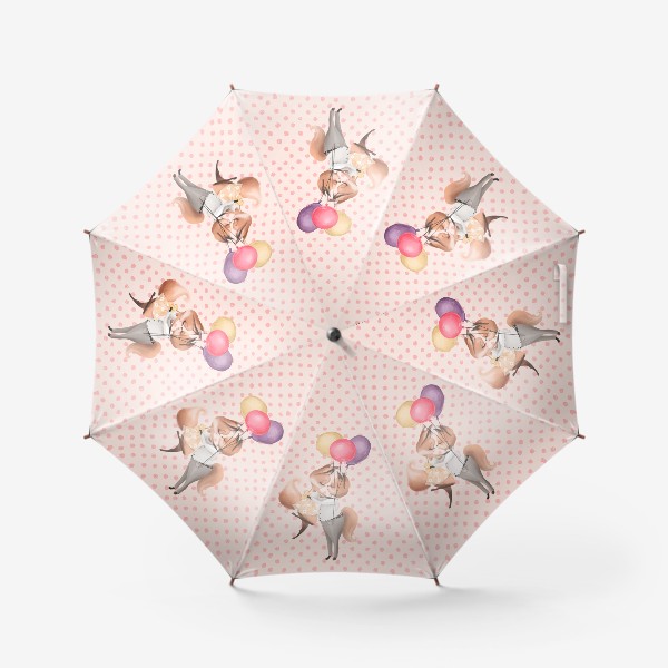 Зонт «Любовь, лисички с шариками»