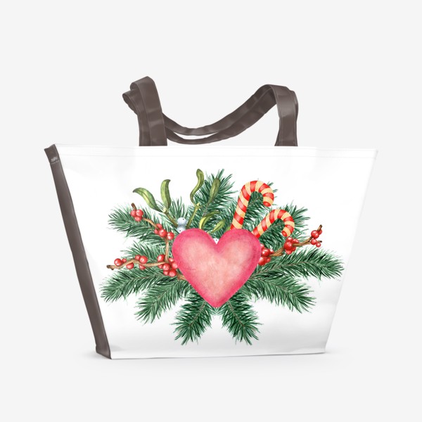 Пляжная сумка «Сердце и еловые ветки»