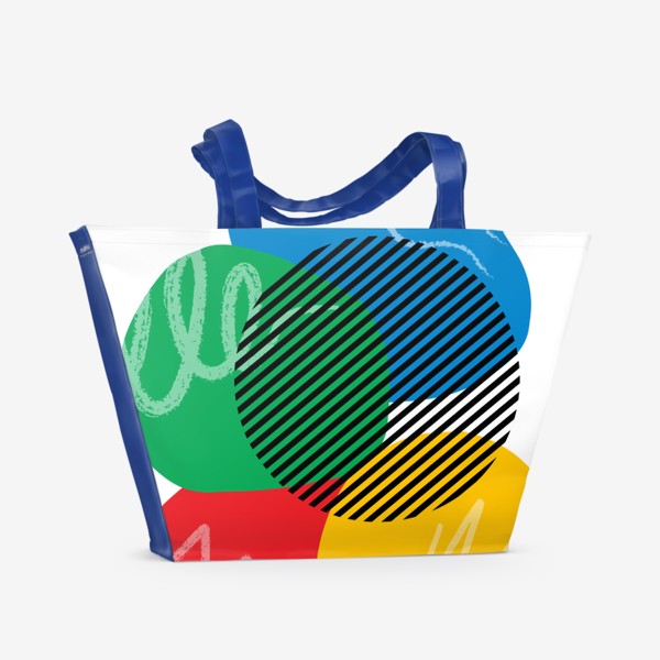 Пляжная сумка «Цветная абстракция с чёрным кругом»