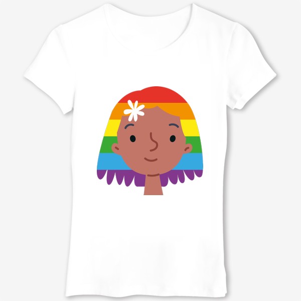 Футболка «Девушка с волосами цвета радуги»