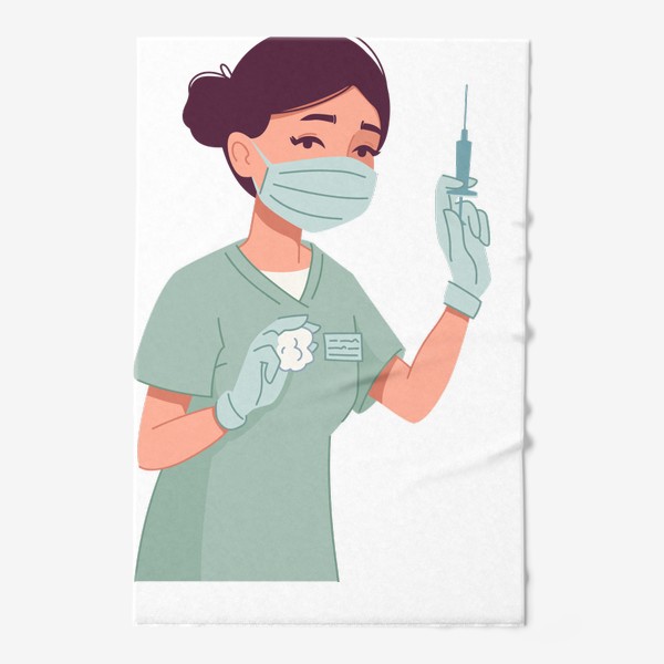 Полотенце «Женщина врач держит шприц с вакциной»