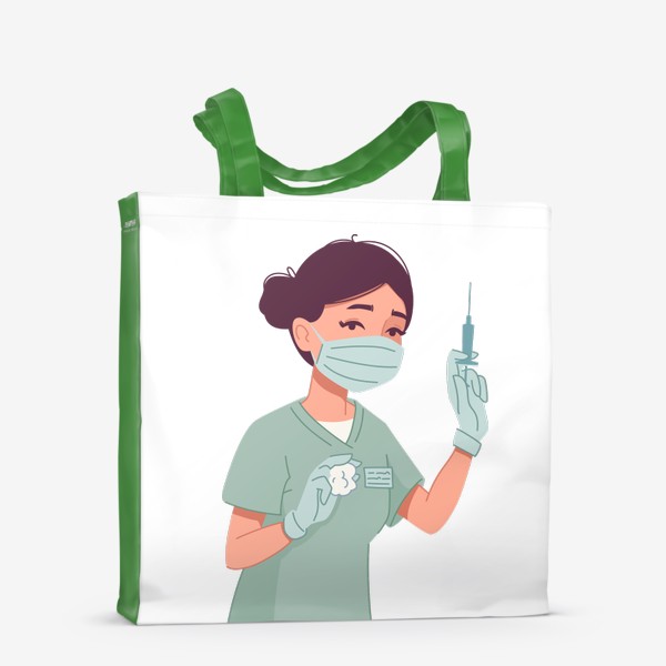 Сумка-шоппер «Женщина врач держит шприц с вакциной»