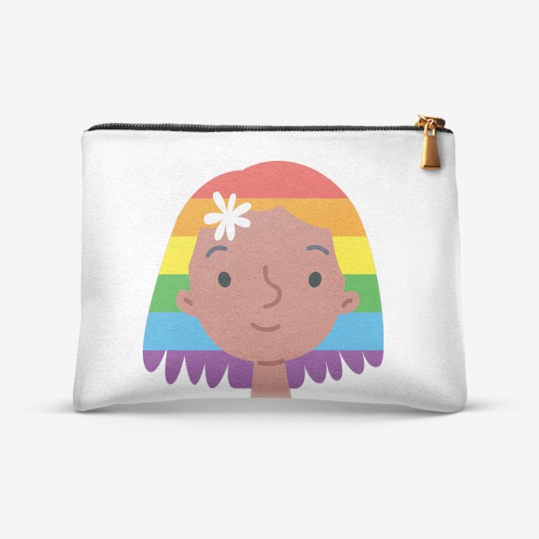 Косметичка «Девушка с волосами цвета радуги»