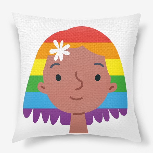 Подушка «Девушка с волосами цвета радуги»