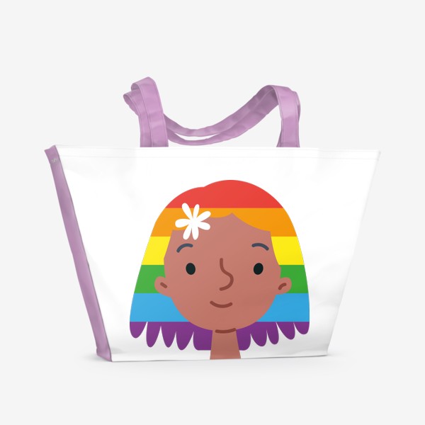 Пляжная сумка &laquo;Девушка с волосами цвета радуги&raquo;