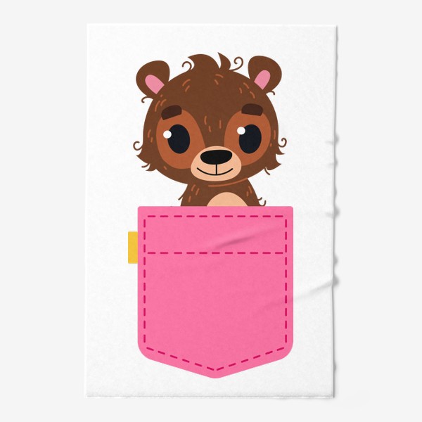 Полотенце «Розовый карман с бурым мишкой»