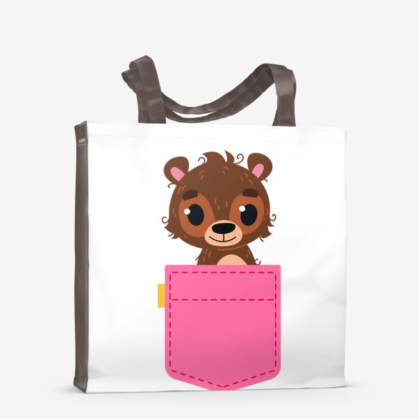 Сумка-шоппер «Розовый карман с бурым мишкой»