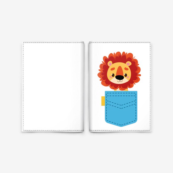 Обложка для паспорта «Синий карман и лев»