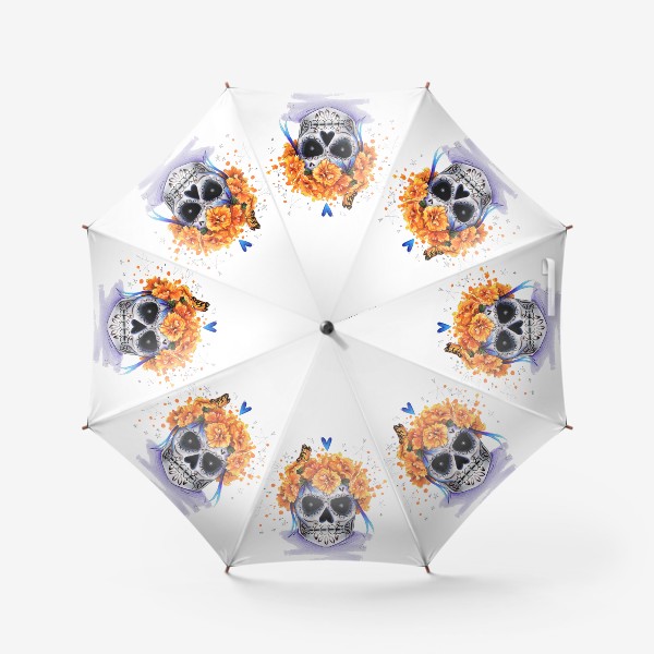 Зонт «Череп в цветах. Хэллоуин »