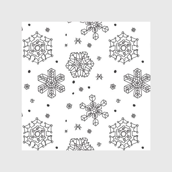 Скатерть «Снегопад черно-белый. Летящие снежинки на белом фоне»