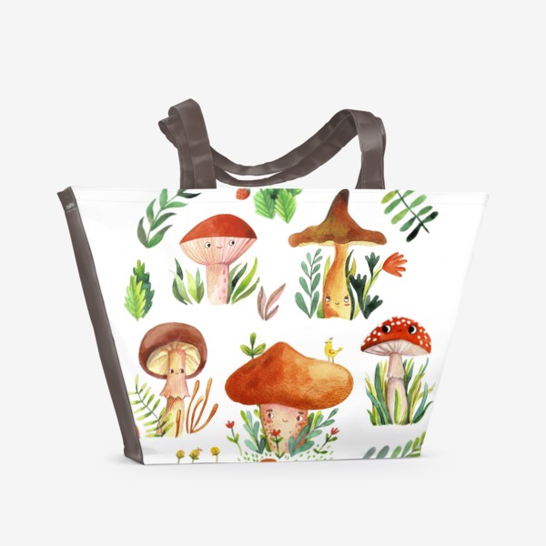 Пляжная сумка «Акварельные грибы»
