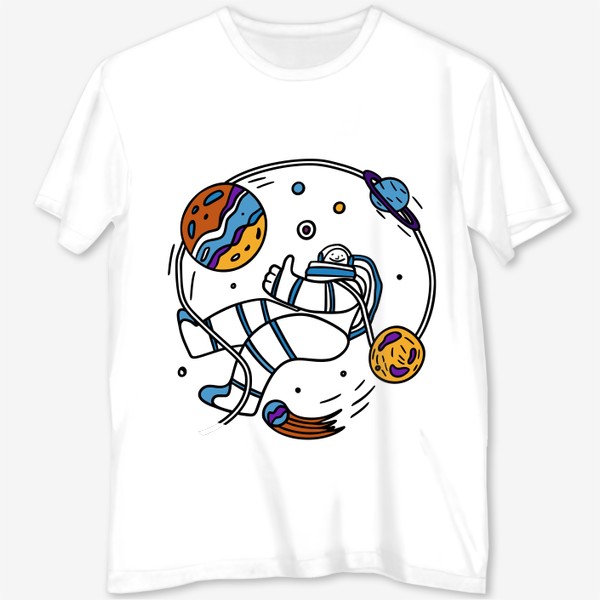 Футболка с полной запечаткой «Счастливый Космонавт Космос Звезды»