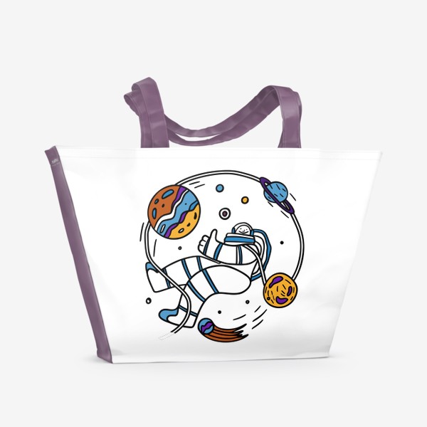 Пляжная сумка «Счастливый Космонавт Космос Звезды»