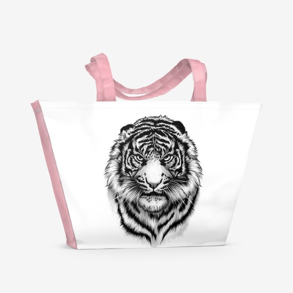 Пляжная сумка «Тигр Черно-белый »