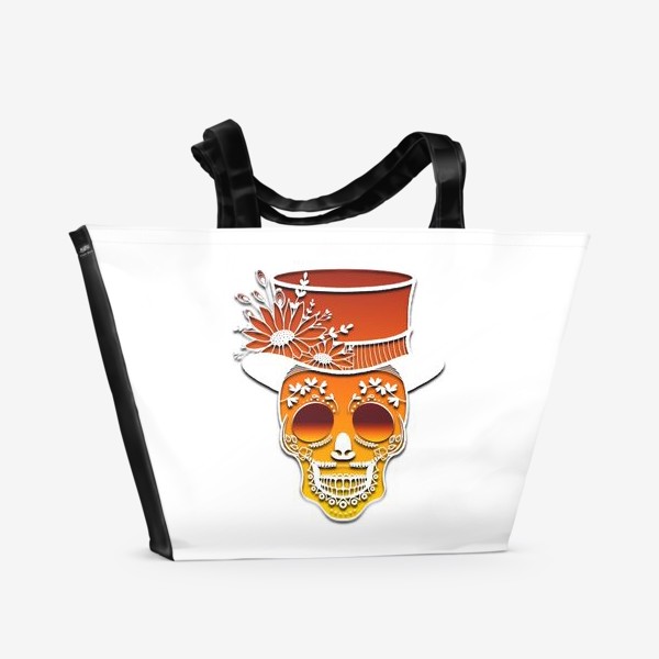 Пляжная сумка «Череп в цветах Хэллоуина»