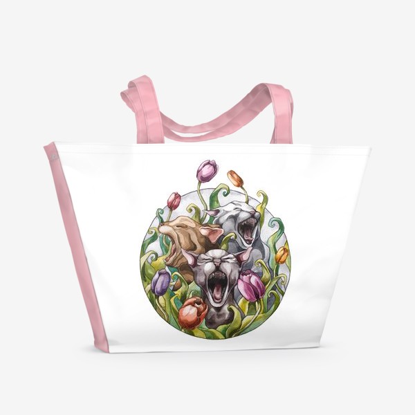 Пляжная сумка «Весенние коты. Spring cats»