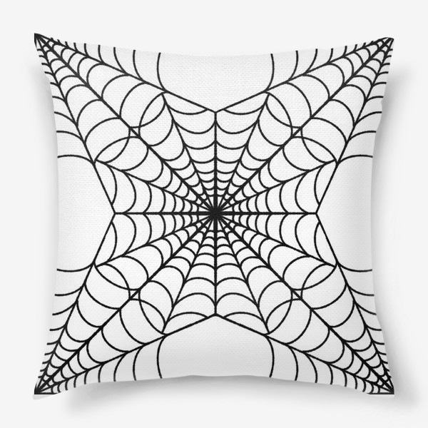 Подушка «Хэллоуин чёрная паутина на белом фоне»