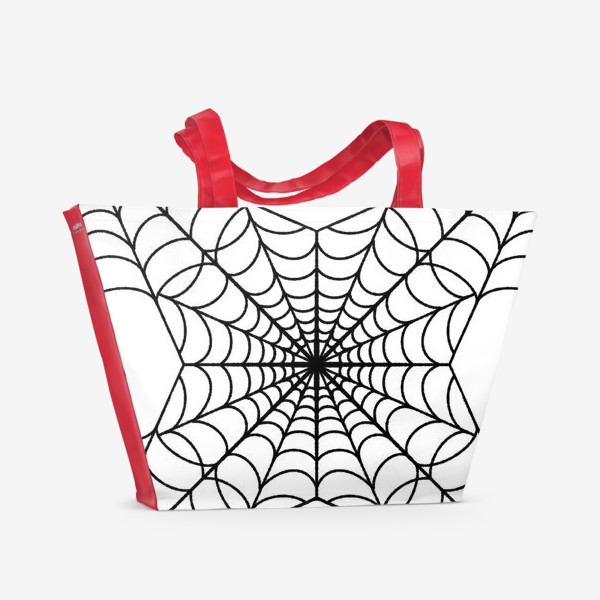 Пляжная сумка &laquo;Хэллоуин чёрная паутина на белом фоне&raquo;