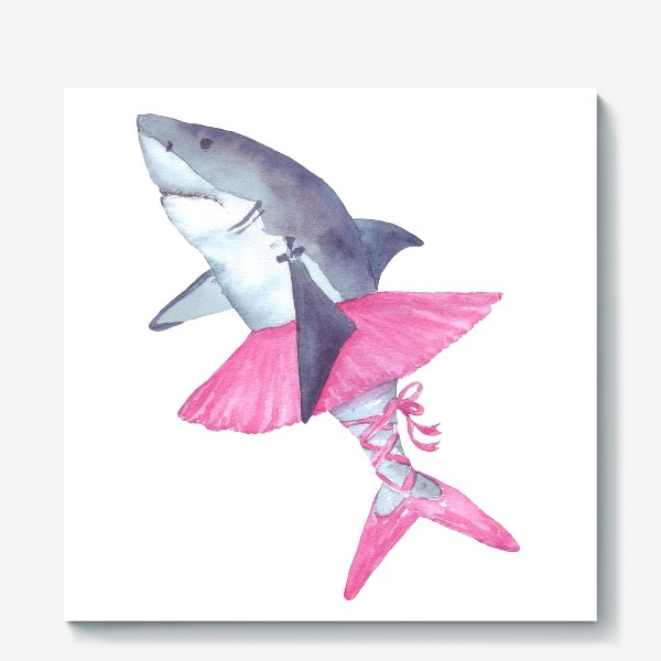 Холст «Акула балерина в розовой пачке и пуантах»