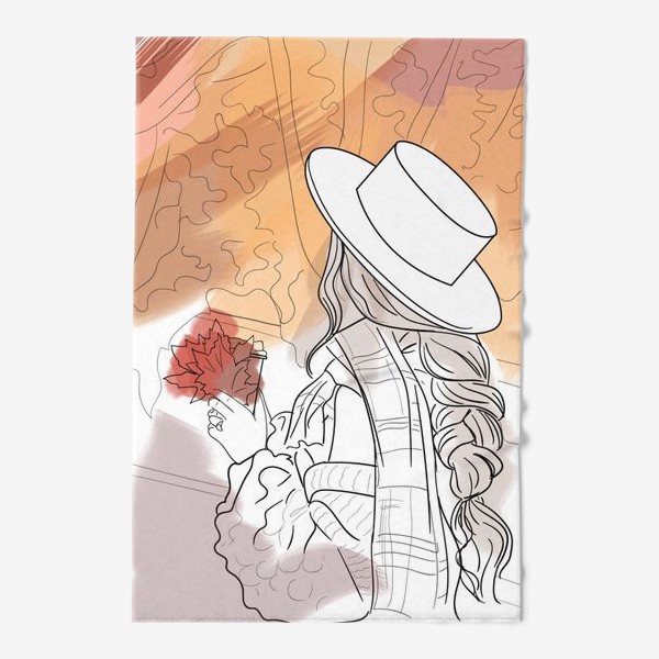 Полотенце «осень девушка фэшн абстракция листья»