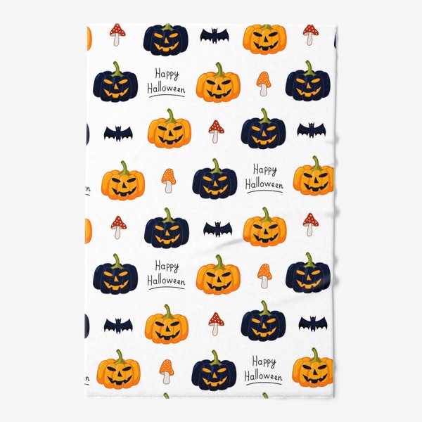 Полотенце «Красочный паттерн для праздника Хеллоуин с тыквами и летучими мышами»
