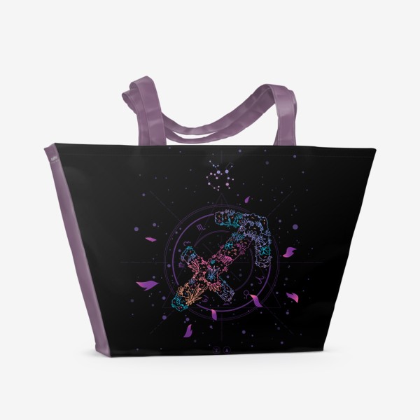 Пляжная сумка «Цветочный Знак Зодиака Стрелец»