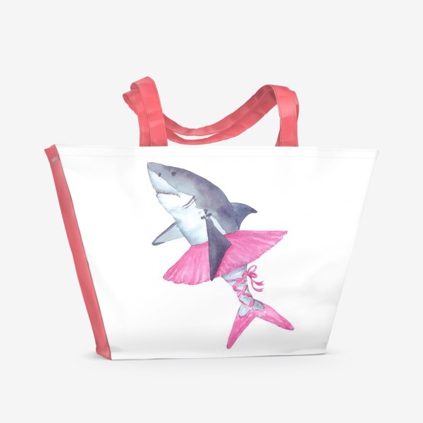 Пляжная сумка &laquo;Акула балерина в розовой пачке и пуантах&raquo;