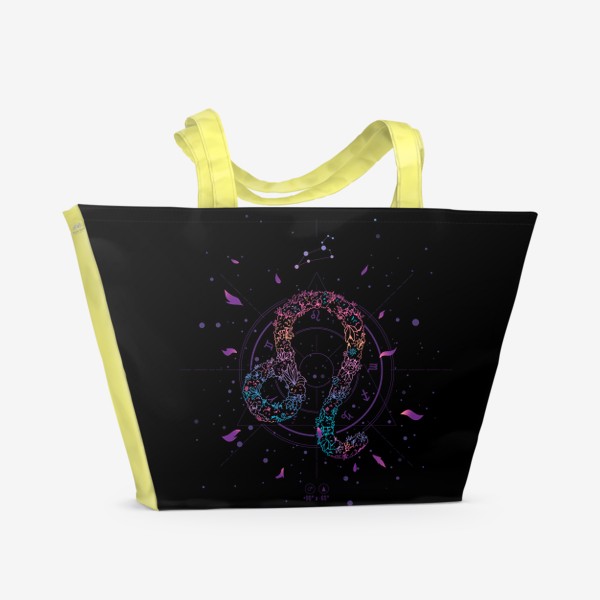 Пляжная сумка «Цветочный Знак Зодиака Лев»