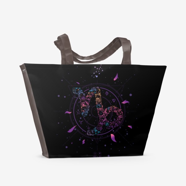 Пляжная сумка «Цветочный Знак Зодиака Козерог»