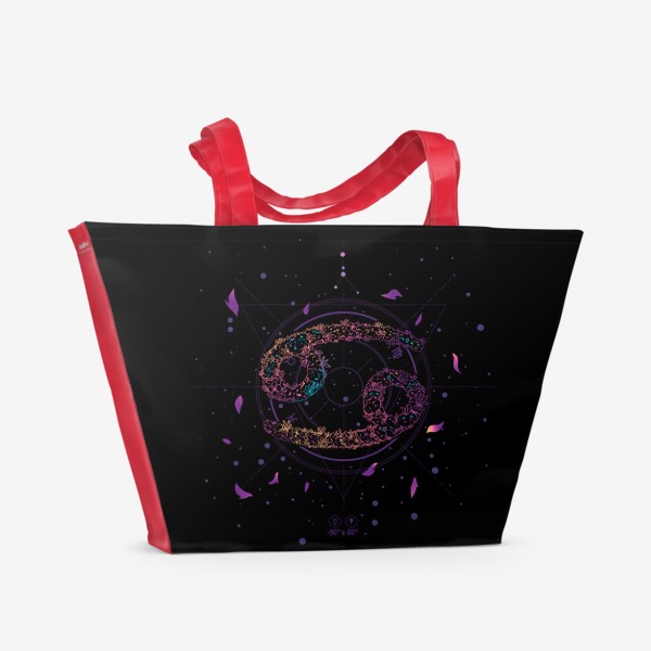 Пляжная сумка «Цветочный Знак Зодиака Рак»
