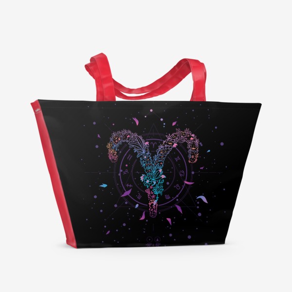 Пляжная сумка «Цветочный Знак Зодиака Овен»