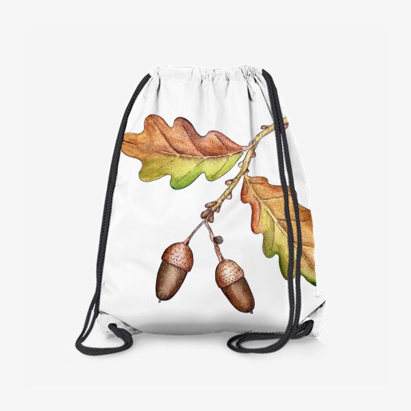 Рюкзак «Жёлуди и дубовые листья. Акварель.»