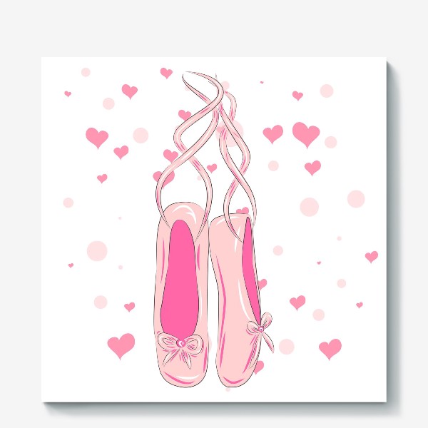 Холст «Пуанты розовые. Балетные туфельки. Танцы, балет, тренеру»