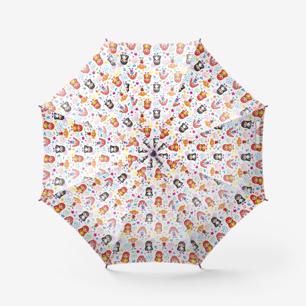 Зонт «Бесшовный паттерн с веселыми девченками (мелко)»