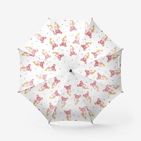Зонт «Бесшовный паттерн. Русалочки с розовыми волосами»