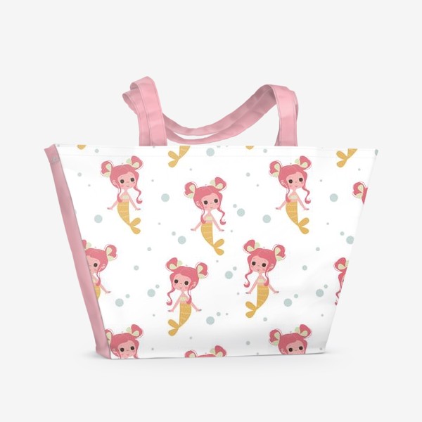 Пляжная сумка «Бесшовный паттерн. Русалочки с розовыми волосами»