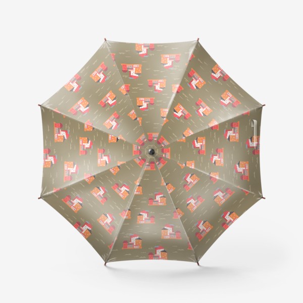 Зонт «Бесшовный паттерн. Город (бежевый)»
