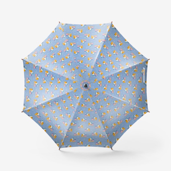 Зонт «Бесшовный паттерн, дома на голубом фоне (мелкие)»
