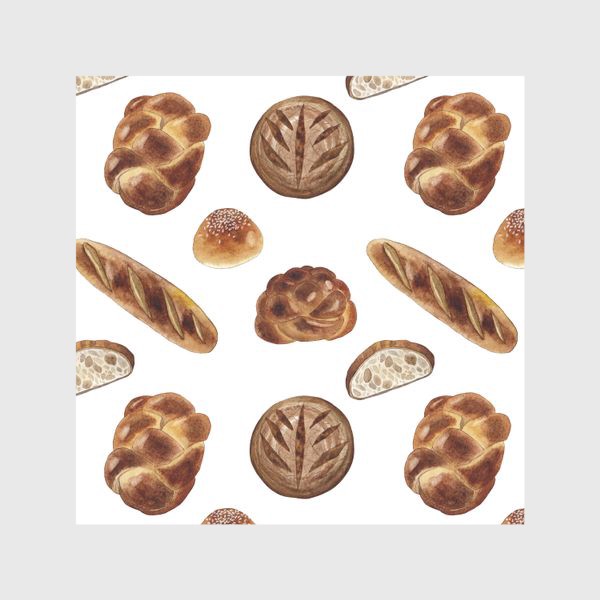 Шторы «Хлеб и булочки, паттерн»