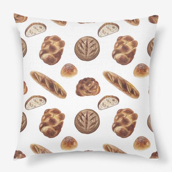 Подушка «Хлеб и булочки, паттерн»