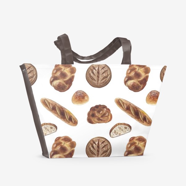 Пляжная сумка «Хлеб и булочки, паттерн»