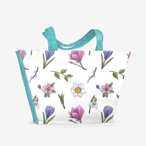 Пляжная сумка &laquo;Весенние цветы паттерн&raquo;